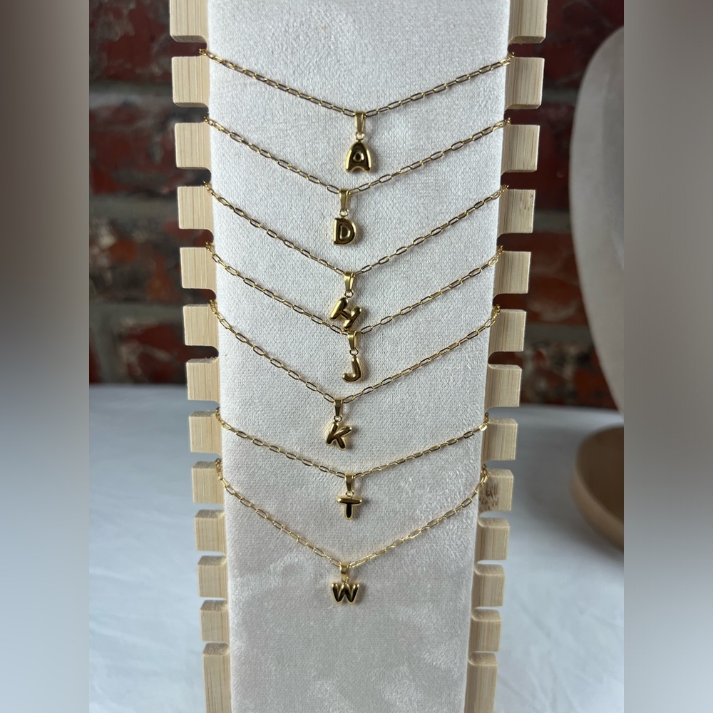 Bubble Letter Gold plated 18K over Stainless Steel 3D Necklaces NWT
